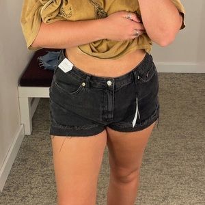 Topshop Split Super Rip Denim Shorts